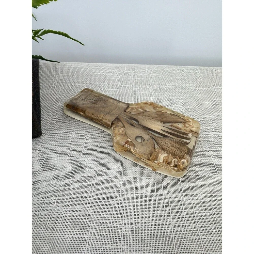 Spoon Rest Boho 70s Resin Rustic Utensil Kitchen Retro Artisan Handmade